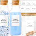 KOSKIMER Glass Laundry Detergent Dispenser Set, Liquid Detergent Containers, Scent Booster & Bleach Dispenser for Laundry Room (2 Bottles & Jar)