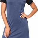 BAMBOO COOL Nightgowns for Women Short Sleeve Sleepshirt Soft Night shirts Pajamas Dress Casual Sleepwear (Blue, L)
