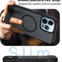 Magnetic Compatible with iPhone 12 Pro Max & iPhone 13 Pro Max Case, [Built-in Invisible Kickstand][Compatible with Mag-Safe] Slim Translucent Matte Phone Case for iPhone 12/13 Pro Max, Black