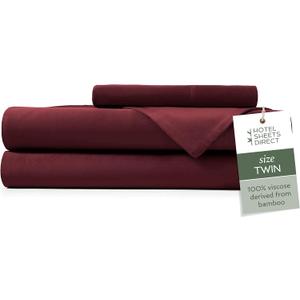 Hotel Sheets Direct 4 Piece Bed Sheet Set Queen Size, 100% Viscose Derived from Bamboo Sheets Set with 2 Pillowcases, Cooling & Breathable Luxury Bedding, Moisture-Wicking & Silky Soft, Burgundy