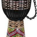 Djembe Drum for Adults,African Drum 10'' x 20'' Mahogany Goatskin Drumhead Hand Drums for Beginners (Black)