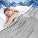 VFROO Cooling Blanket for Hot Sleepers Queen Size 90''90'', Summer Blanket Thin Lightweight Breathable, Absorbs Sweat Heat to Keep Adults Cool, Cold Blanket for Sleeping on Bed Couch, Grey