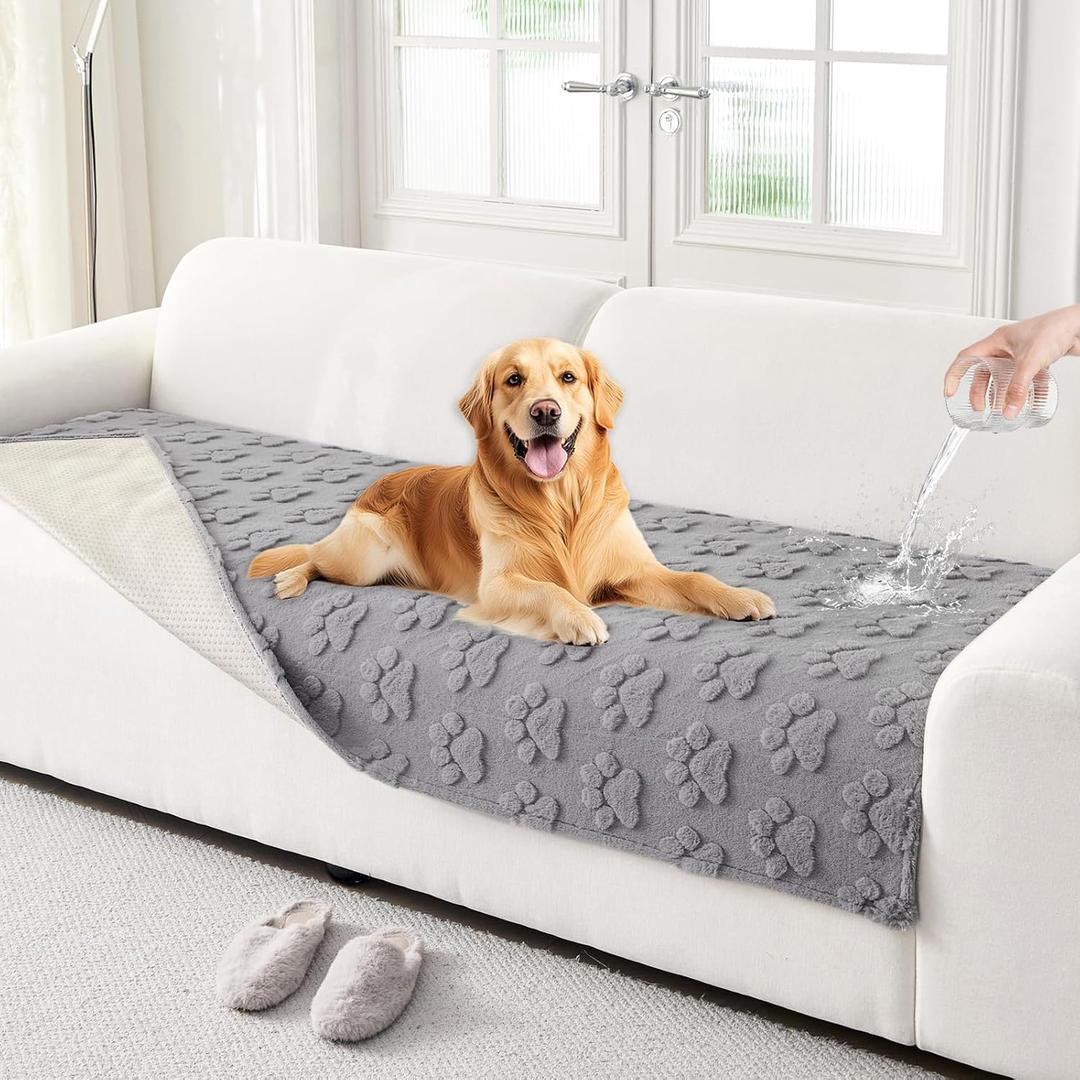 Waterproof Couch Cover for Dogs Non-Slip Pet Couch Covers for Sectional Sofa, Thick Soft Washable Sofa Covers for 3 Cushion Couch Sofa Pet Friendly (Grey, 35x74)
