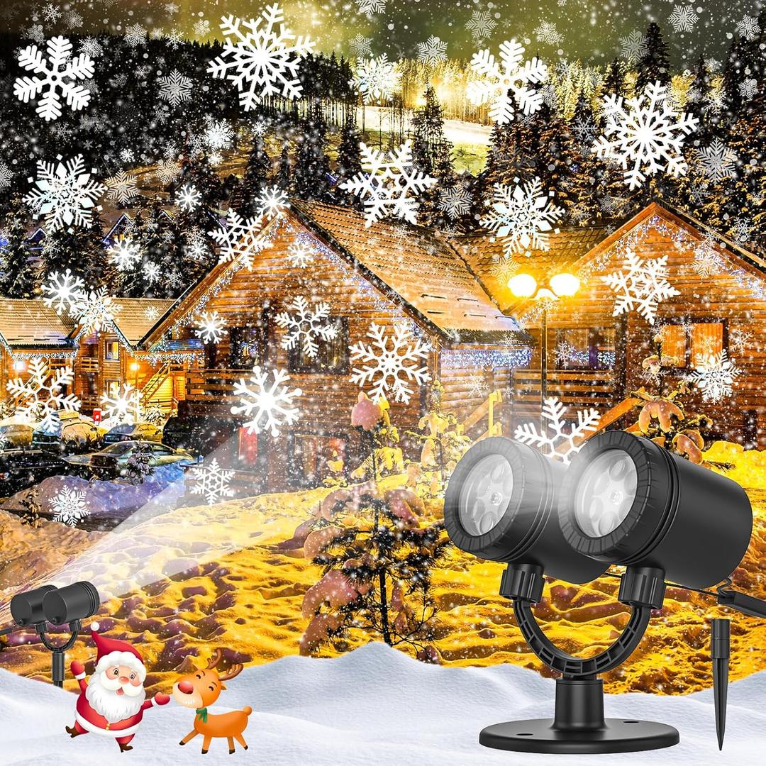 Snowflake Projector Lights Outdoor, Led Christmas Lights Outdoor, Snowfall Projection Lights Waterproof for Christmas Decorations[LL-049-03], White