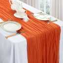 6 Pack Orange Table Runner 10ft Boho Gauze Fabric Cheesecloth Table Runner 35 x 120 Inch Rustic Sheer Runner for Holiday Baby Shower Home Dcor Party Wedding Decoration