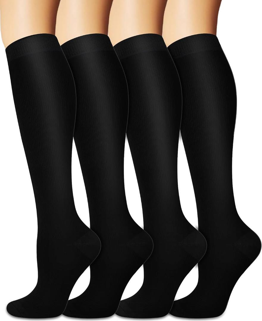 Sooverki Compression Socks for Women and Men Circulation (3/4 Pairs) is Best Support for Running Athletic Cycling Hiking, S/M