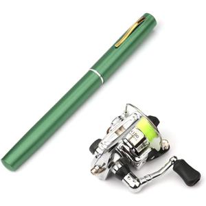 Lixada Fishing Rod Reel Combo Mini Pen Fishing Pole Kit Telescopic Fishing Rod Spinning Reel Combo Kit (1.0 m, Green)