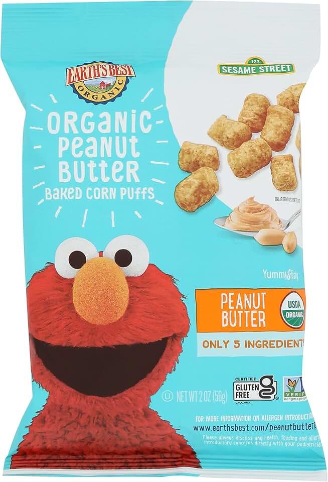 PUFFS SNACK PNUT BTR USDA Organic, 2 Oz, 6 Pack, BB 23 Mar 2026