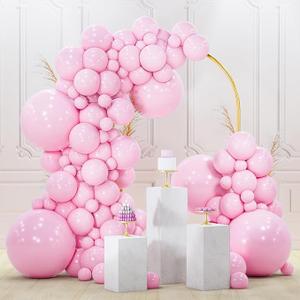 PartyWoo Light Pink Balloons 140 pcs Different Sizes of 18 12 10 5 Inch Pastel Baby Pale Pink Balloon Arch Kit Garland for Baby Shower Valentine's Day Princess Birthday Party Decorations Pink-Q05 | 18 12 10 5 Inch Balloons for Baby Shower Gender Reveal Birthday Princess Baby Wedding Girl Party Decorations Pink-Q05