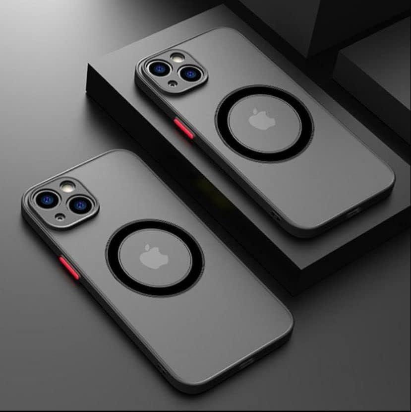 Luxury Matte Black Transparent Wireless Charge Phone Case for iPhones 12, 13, 14 Pro Max (Black Matte Transparente iPhone 14 Pro Max)