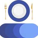 100 Pcs Blue Paper Place Mats 13.5 Inch Round Placemats Gradient Disposable Table Mats for Birthday Party Wedding Baby Shower Reception Decor
