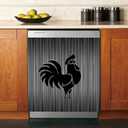 Thuepak Black Stainless Steel Dishwasher Cover Magnetic Decorative,Farm Rooster Magnets Fridge Panel Decal,Stainless Texture Refrigerator Skin Cover,Vinyl Magnet Appliances Sticker 23''x26''