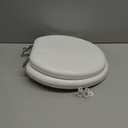 Mayfair Padded Toilet Seat with Chrome Hinges, Soft Vinyl over Wood Core Seat, Made in USA, Round, White