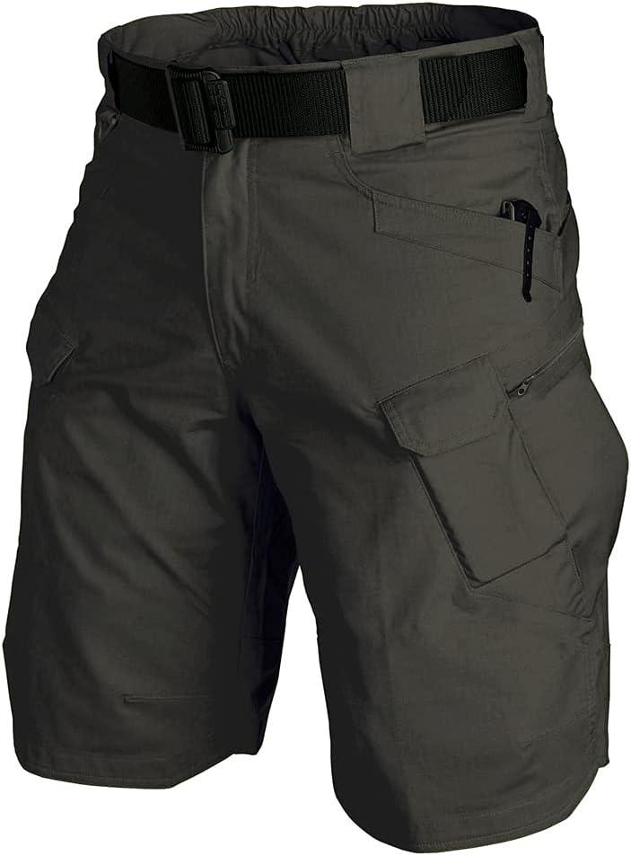 Tactical Work Shorts for Men Outdoor Casual Military Combat Hiking Cargo Shorts with Multi-Pocket (28, Dark Green) (No Belt)