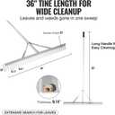 VEVOR Landscape Rake, 36" Head Aluminum Lake Weed Rake with 75" Long Handle for Loosening Soil, Lawn Care, Weeding Lake, Garden, Silver