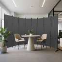 MAYOLIAH 8 Panel Room Divider 6ft Tall Freestanding Privacy Screen 160'' W Portable Office Partition, Grey