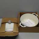 Mueller 6qt Enameled Cast Iron Dutch Oven, Heavy-Duty Casserole and Braiser Pan with Lid and Knob, Oven-Safe up to 500 F & Across All Cooktops, White