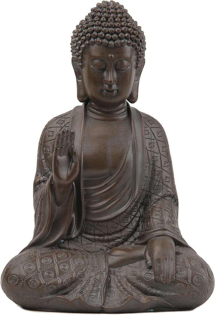 Leekung Buddha Statue for Home Decor,Buddah Statute Zen Decoration,Meditation Buddha Decor Brown 7 inch