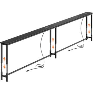 Huuger 102.4 Inch Sofa Table with Power Outlets, 23.9’’-34.4’’ Height Adjustable Range, Behind Couch Table with USB-C Ports, Sofa Tables Narrow Long, Skinny Console Table, for Small Spaces, Black