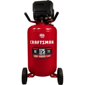 CRAFTSMAN 33 Gallon Air Compressor, 175 Max PSI, Portable Air Compressor, Vertical Air Compressor for Heavy-Duty Use, Ideal for Home Garage and Workshop, Efficient and Reliable Performance
