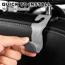 EldHus Car Seat Hooks for Purses and Bags, 2 Pack Car Purse Holder for Grocery Bag Handbag Clothes, Metal Headrest Hooks Covered by Leather, Gray