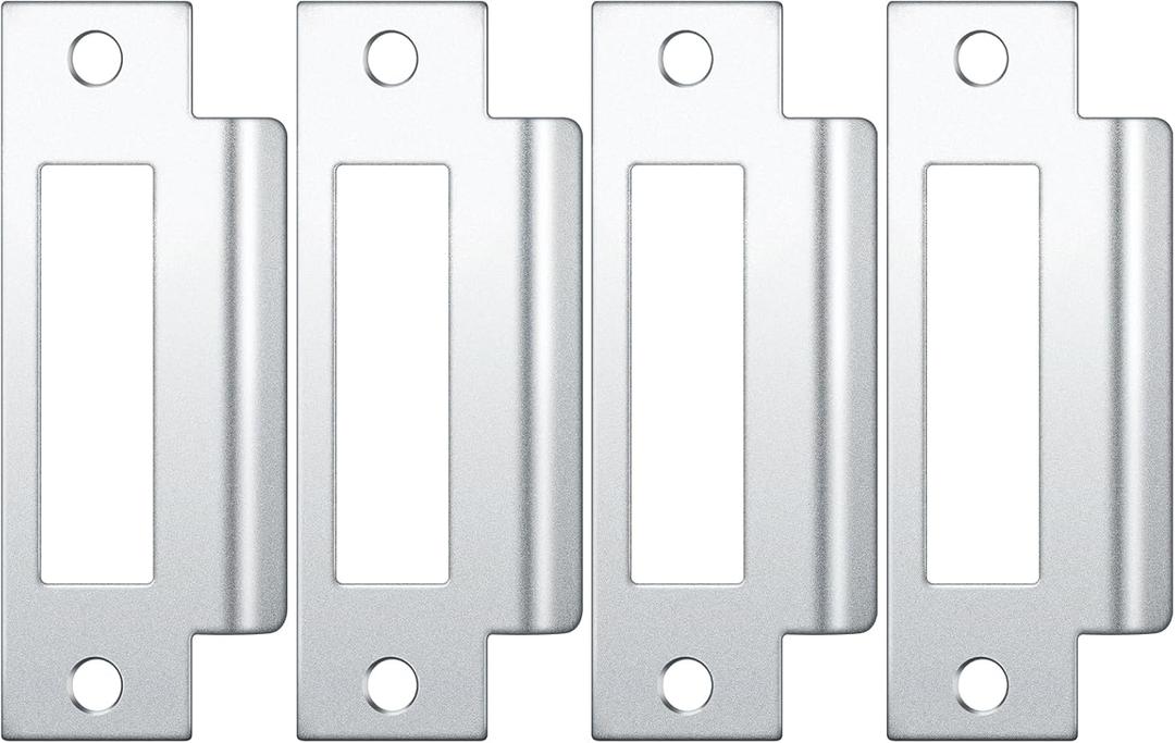 4 Pcs 4-7/8" Mortise Lock Strike Plate Universal Door Strike Plate T Deadbolt Door Backplate Iron  (Silver)
