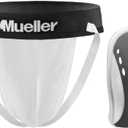 MUELLER Sports Medicine Men's Athletic Supporter with Flex Shield Cup, Adult Jockstrap for Sports, White Underwear/ Gray Cup, Small
