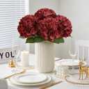 Artificial Hydrangea Flowers, 4PCS Real Touch Faux Hydrangea Stems, Latex Realistic Floral Arrangement for Home Decor, Wedding Table Centerpiece, Elegant Party Decoration, Red
