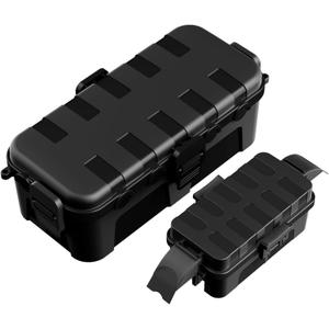 Flemoon 2-Piece Outdoor Waterproof Electrical Box Set  11.5" x 5.2" x 4" Medium & 8.1" x 4.9" x 3.1" Small Weatherproof Electrical Boxes for Power Strip, Holiday String Light, Black