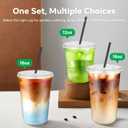 50PCS 12 oz Round Bottom Plastic Cups with Lids and Black Straws, Clear To Go Iced Coffee Smoothie Juice Cups, Disposable Cold Drink Bubble Tea Party Cups for Catering, Christmas, Birthdays, Takeout