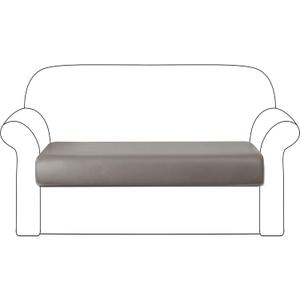 Couch Cushion Cover PU Leather Sofa Cushion Slipcover Stretch Waterproof Chair Seat Slipcover Furniture Protector (Loveseat Cushion, Taupe) (Pu Taupe)