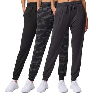 Real Essentials 3 Pack: Women's Ultra-Soft Lounge Joggers Sweatpants Athletic Yoga Pants with Pockets, (Medium)