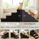 4-Step Wide Dog Stairs with Storage 23" H, Non-Slip Sturdy Pet Steps for High Bed Couch Window, Pet Stairs for Small/Medium/Large Old Dogs Cats Up to 220lbs, Cat Dog Steps for Car/SUV, Black