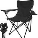 Folding Outdoor Camping Chair is Portable, with Handbag and Large Cup Holder, Suitable for Outdoor, Camping, Indoor, Terrace, Fishing and Indoor, Black
