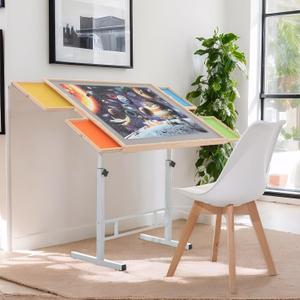 1500 Piece Puzzle Table with Drawers, 35''x26'' Adjustable Puzzle Tables for Adults and Children | 3-Tilting-Angle Portable Wooden Jigsaw Puzzle Board with Legs & Cover for Gift, 35inx26in