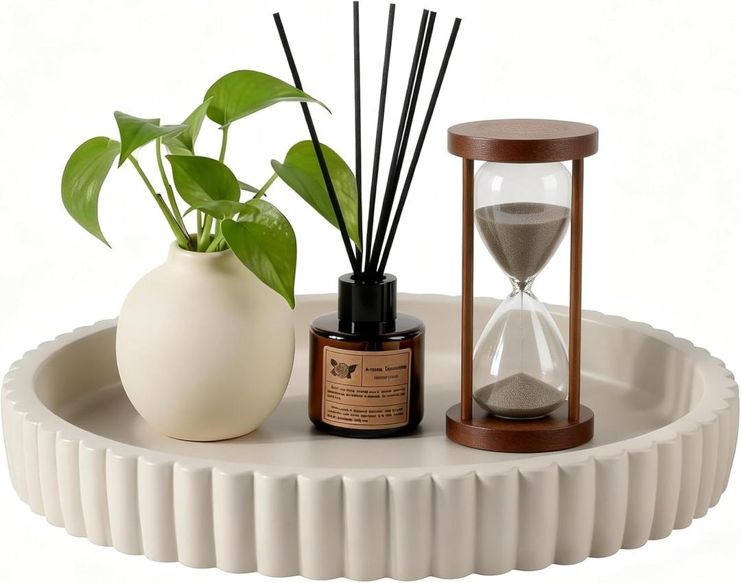 Decorative Tray & Elegant Coffee Table Tray,Beautiful Round Trays 11" Round Table Centerpiece Home Decor for Organizing Jewelry, Keys,Ideal Living Room Apartment Must Haves Essentials