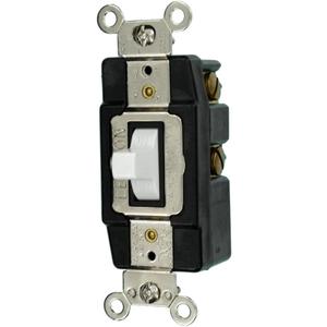 Leviton 20-Amp 120/277-Volt Toggle Single-Pole AC Quiet Switch, 1257-W, White
