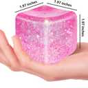 Glitter Square Squishy Cube - Slow Rise Stress Cubes for Adults, Ice Cube Squishy Fidget Toys for Kids Malt Sugar Stress Balls for Anxiety Relief(Blue/Pink/Purple)