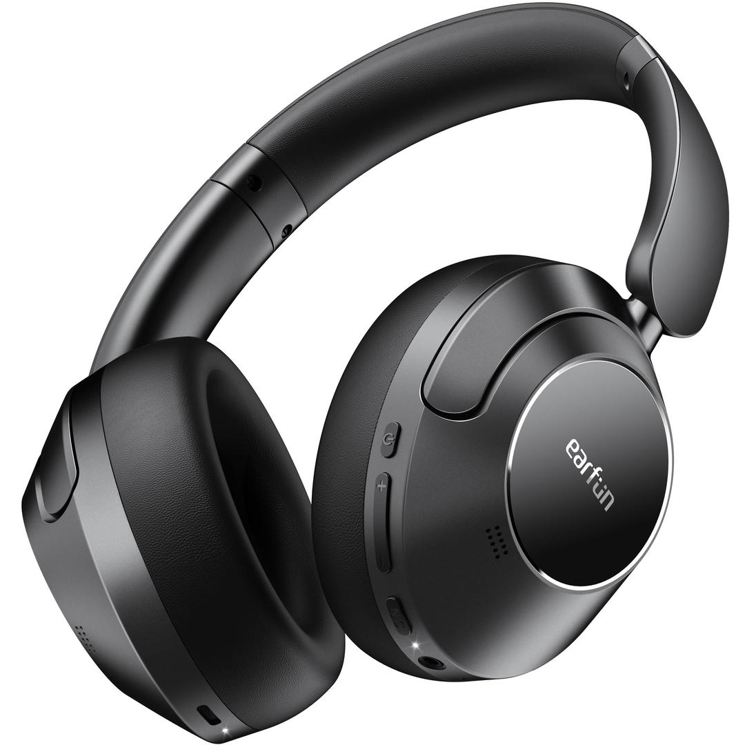 EarFun Wave Pro Active Noise Canceling Headphones, Wireless Over Ear Bluetooth Headphones, LDAC HiRes Sound, 5 Mics AI Clear Call, 80H Playtime, Multipoint Connection, Comfort Fit, Custom EQ via App