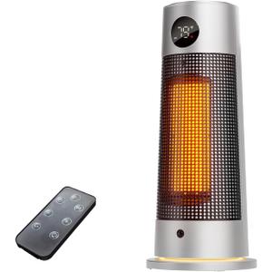 Space Heater with Remote, 15.7" Electric Tower Heater for Indoor Use,Fast Heating PTC Ceramic Heater Thermostat,45° Oscillation, 12H Timer, Quiet and Safe for Home Bedroom & Office
