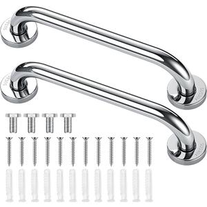 Blulu 2 Set Shower Grab Bar Stainless Steel Bathroom Grab Bar Handle Anti Slip Heavy Duty Bathtub Handle Support Balance Hand Rails for Bathroom Elderly Handicap Senior Pregnant (9 Inch)