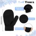 WLLHYF 2 Pair Baby Mittens Black Winter Warm Elastic No Scratch Soft Gloves Breathable Toddler Mittens for Boys Girls Kids (Black)