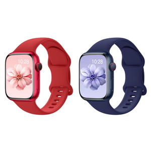 Sport Silicone Band Compatible with Apple Watch Bands 40mm 38mm 41mm 44mm 45mm 42mm 49mm Women Men,Soft Wristband Waterproof Replacement Sport Strap for iWatch Bands Series 9 8 7 6 5 4 3 2 1 SE Ultra (Red, Navy Blue)