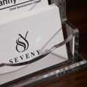 SEVENY Business Card Holder, Clear Acrylic Cards Organizer Stand for Men and Women, Business Cards Case Rack 1 Pack, Holds 180 Cards-3 Slot