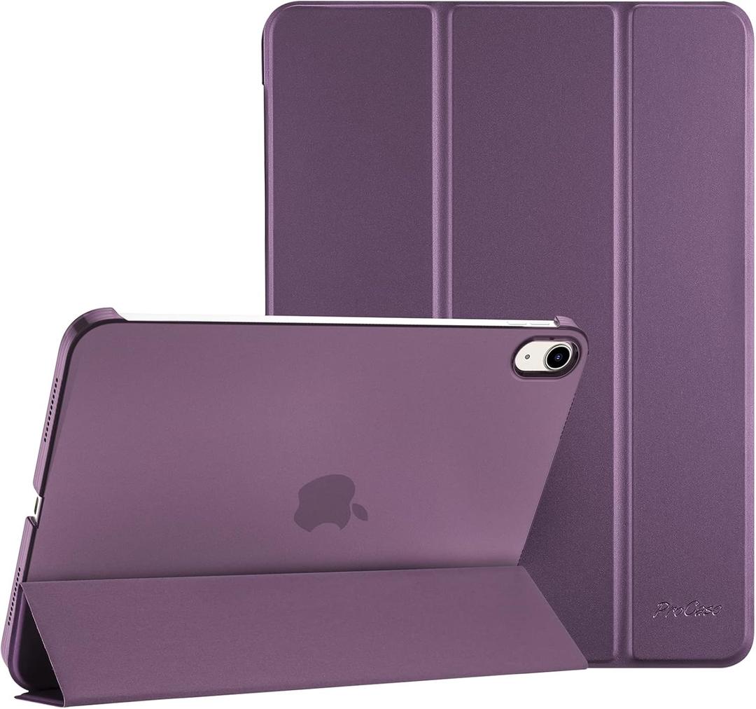 ProCase for iPad (A16) 11th Generation 11 Inch 2025/ iPad 10th Generation 10.9 Inch 2022 Case, Slim Smart Cover with Translucent Hard Shell Back, Supports Touch ID, Auto Wake/Sleep -Purple