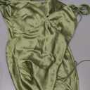 Womens Elegant Satin V Neck Backless Sleeveless Maxi Dress Silk Tie Low Back Formal Cocktail Dresses Wedding Guest, XS
