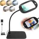 10X 30X Magnifying Glass with Light and Stand, Extra Large 7-inch Lighted Magnifiers, 5 Color Modes, Large Magnifying Glass for Reading, Hands Free Magnifying Lamp for Crafts Close Work Repair Sewing