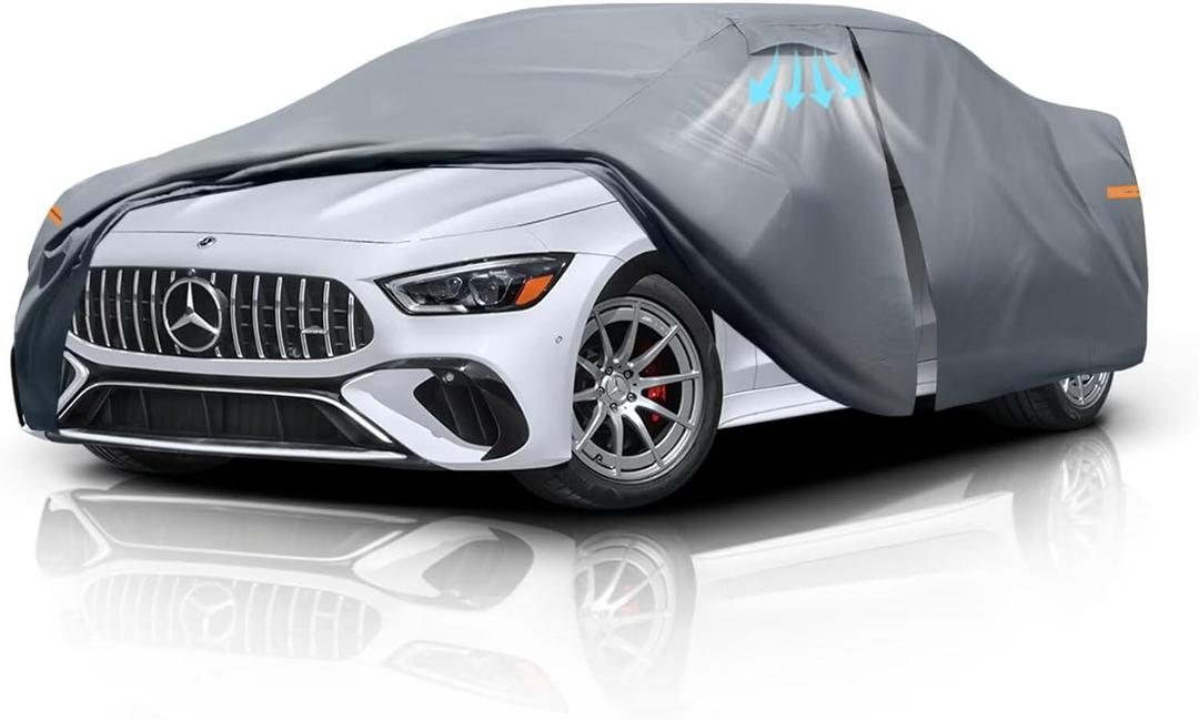 Waterproof Mercedes-AMG GT(2015-2025) Car Cover with Breathable Vents, [2025 Upgrade] Premium Covers with Cotton Liner and Zipper Door, Sun Rain Snow Dust Uv Protection.(Gift with Towel)