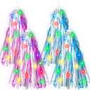 Wavwavw 4 Pcs LED Light up Bike Streamers Bike Tassels Kids Bicycle Handlebar Scooter Streamers Accessories Lighted Bicycle Tassel Ribbon for Girls Boys