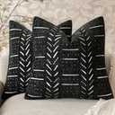 Home Dcor Decorative Boho Accent Chenille Throw Pillow Covers Textured Neutral Cozy Cushion Covers Soft Farmhouse Pillowcase for Couch Sofa Chair Bed Living Room, 1818 Inch, Set of 2, Black